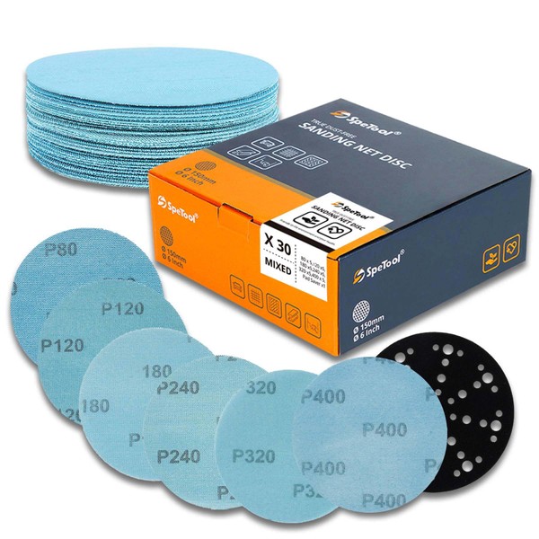 SpeTool Sanding Mesh 150 mm Velcro Pack of 30 Sanding
