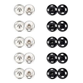 Clothes Hidden Button, 100 Sets 10mm Sew-on Snap Buttons, Stainless Steel Snap Fastener Press for Sewing Clothing (Black and Silvery)