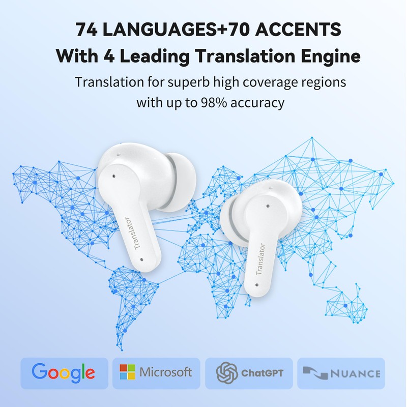 Wooask M3 Translator Earbuds Instant Translation Language Translator Device Support