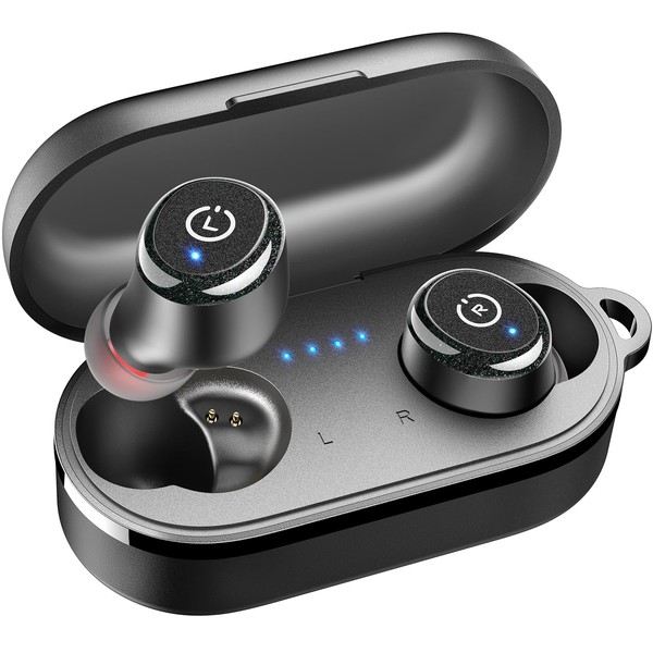 TOZO T10 Wireless Earbuds Bluetooth 5.3 Headphones, 55H Playtime with Wireless Charging Case, App Customize EQ, Ergonomic Design IPX8 Waterproof Headset Powerful Sound for Workout/Commute/Calls Black