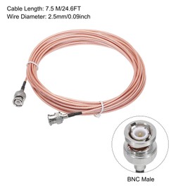 QUARKZMAN RG316 Coaxial Cable BNC Male to BNC Male Low Loss RF Coaxial Cable 24.6 ft Orange Pack of 1