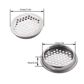 50pcs 53mm/2in Vent Stainless Steel Round Vent Mesh Hole Louver Air for Bathroom, Home Office, Kitchen Vent Cover（Flat Silver）