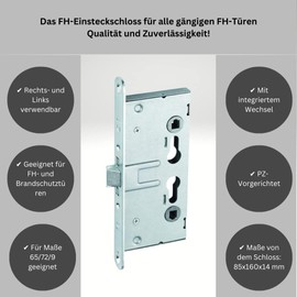 Mortice Lock for All Standard FH Doors, Steel Door Lock, Door Lock, Distance: 72 mm // Face Width: 24 mm // Backset: 65 mm // Square Socket: 9 mm Manufacturer ISEO Above Average High Quality