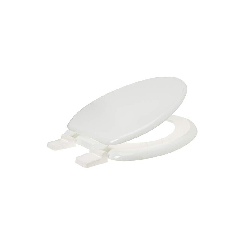 EZ-FLO White Wood Toilet Seat with Lid, Elongated, 65907