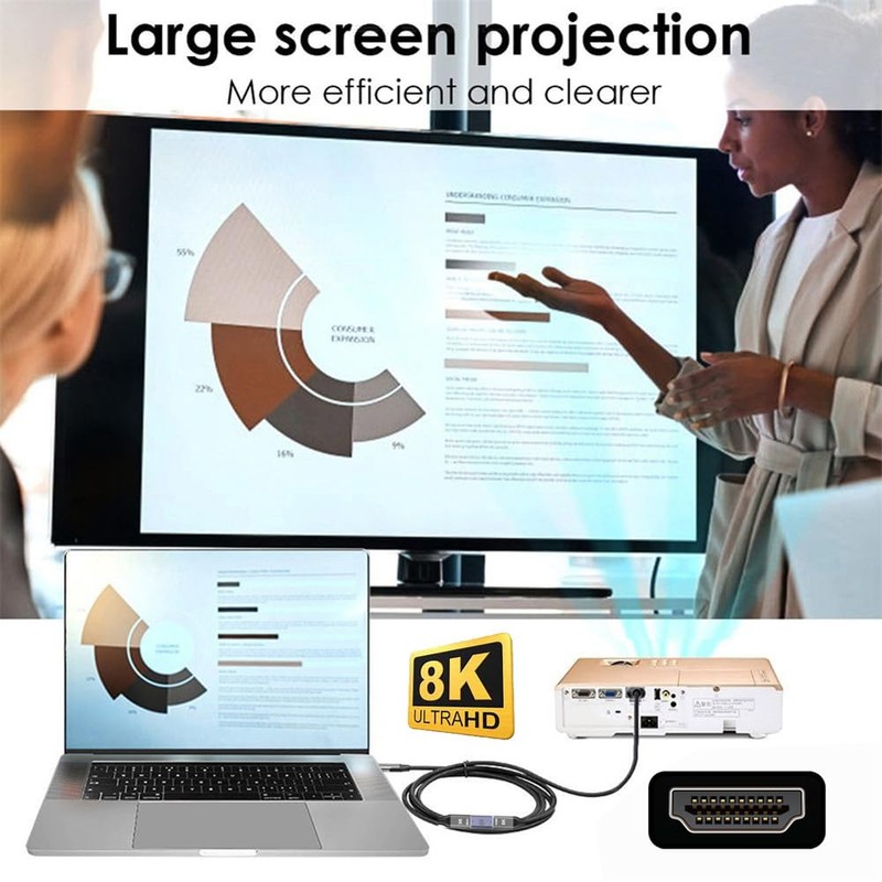 xiwai HDMI 8K macho a HDMI 2.1 hembra plano horizontal