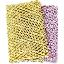 Heavy Duty Dish Scrubbers, Non-Scratch Scouring Pads - Odorless &amp; Long Lasting Mesh Dish Cloth - Replace Sponges - Kitchen, Floor and Bathroom Usage - Made in Korea - Color: 2pcs Scourer (1pk of 2)