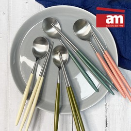 am Italian 4-person cutlery set solid round integrated 4P (spoon + chopsticks), round (pink + white + black + blue) / am 이태리 4인 수저세트 솔리드 원형 일체형 4P(수저+젓가락), 원형(핑크+화이트+블랙+블루)