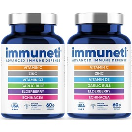 Immuneti - Advanced Immune Defense, 6-in-1 Powerful Blend of Vitamin C, Vitamin D3, Zinc, Elderberries, Garlic Bulb, Echinacea - 2 Pack - Supports Overall Health