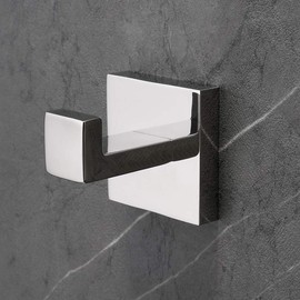 Aothpher Towel Hooks Pack of 2 SUS304 Stainless Steel Bathrobe Hooks Wall Mounted Modern Square Coat Hook Polished Chrome