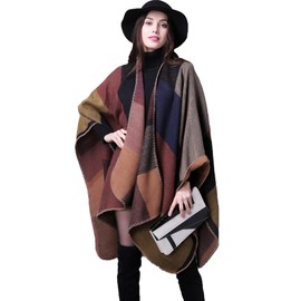 Immerguter Women's Shawl Wraps Sweater Poncho Cape for Fall Winter,Series 1-a-khaki