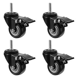 PATIKIL 2 Inch Stem Casters, 4 Pack PU Threaded Stem Caster Wheel with Brake 360 Degree Rotation M8 x 25mm for Rolling Cart Cart Wheels Furniture Replacement