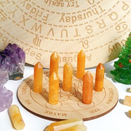 MAIBAOTA Yellow Aventurine Healing Crystals Gifts Wands Hexagonal Pointed Gemstones Set Bulk for Women Beginner Chakra Stones Nature Reiki Spiritual Energy Balancing Protection Crystal 10pcs