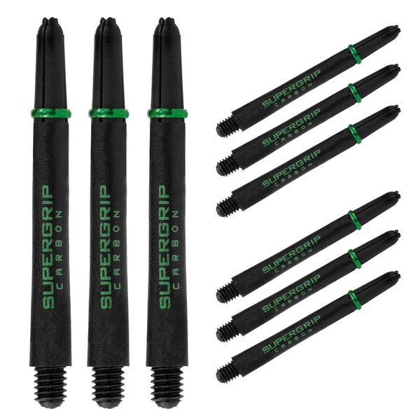 Harrows Supergrip Carbon Green Shafts, Increased Aerodynamic Flow, Dart Shafts,