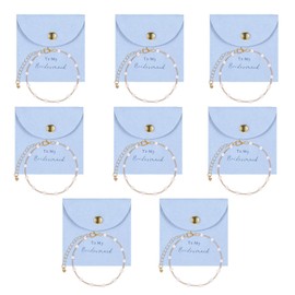 SXoonKing 16Pcs Bridesmaid Proposal Gifts, 8 Set Pearl Bracelets with Velvet Jewelry Bags, Bridesmaid Bracelet & Jewelry Pouch, Bachelorette Gifts for Bridesmaids Bridal Shower Favors (Blue)
