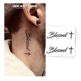 3 Sheets Blessed Temporary Tattoos, Natural Matte Look