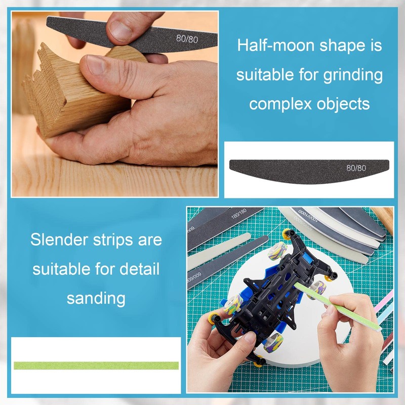 Honoson 60 Pcs Sanding Sticks for Plastic Models Set Include