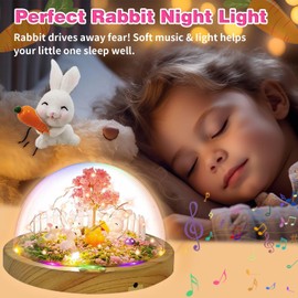 Make Your Own Night Light Bunny with Music, DIY Edition Rabbit Toys for Girls Creative Magic Nightlight USB Upgrade, Arts and Crafts Kits Lamp Project, Princess Gifts for Kids 4 5 6 7 8 9 Year Old
