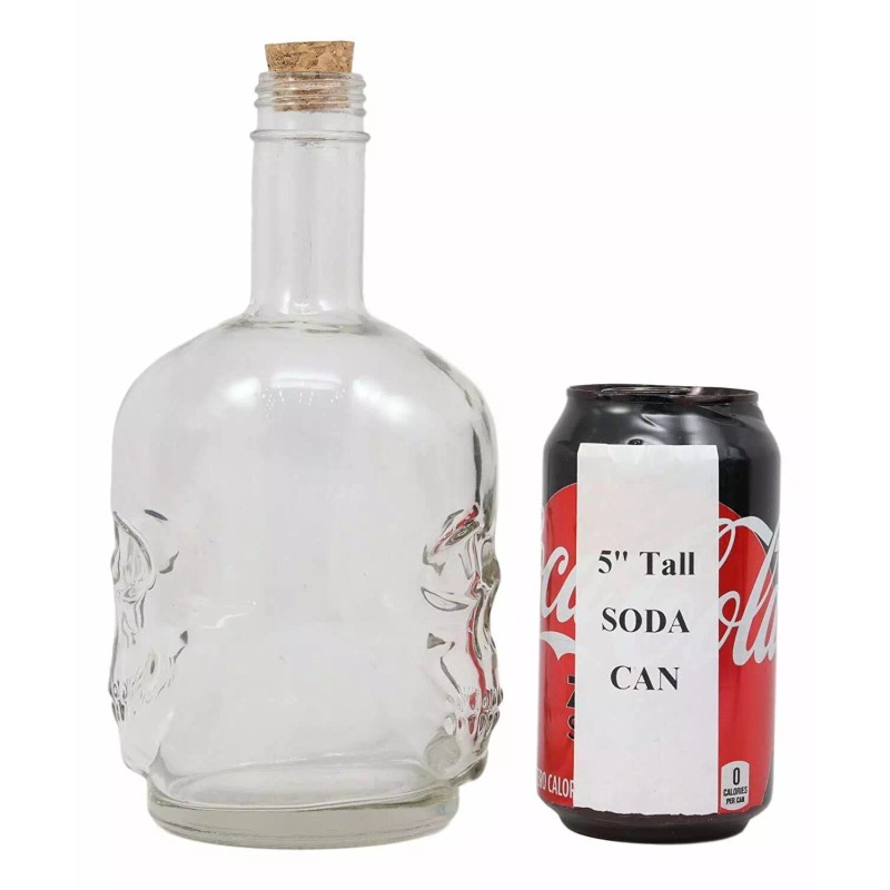 Ebros Gift Large 30 Ounces Skeleton Skull Face Corked Glass