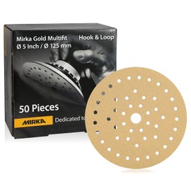 Mirka Gold Multifit 5'' Sandpaper Grit 60 Hook and Loop, 50 Pack 5 inch Sanding Discs for Orbital Sander, Sand Paper Pads for Wood, Drywall, Metal