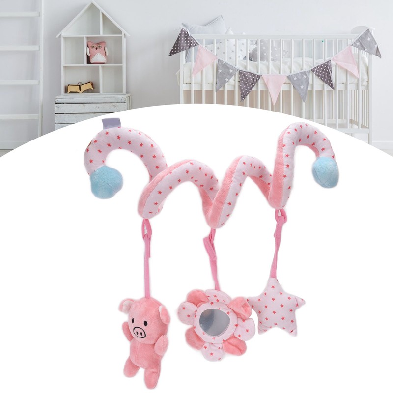 Baby Plush Animal Stroller Toys Spiral Activity Hanging Toys Ringing