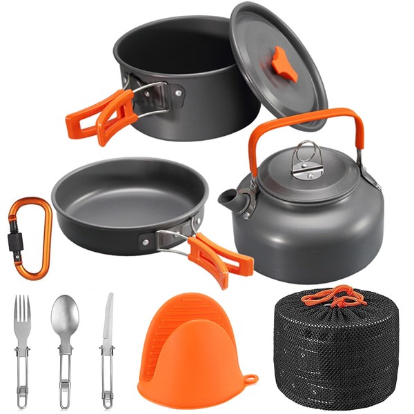 Camping Cooking Set WODSTA camping equipment for 1-3 People Aluminium
