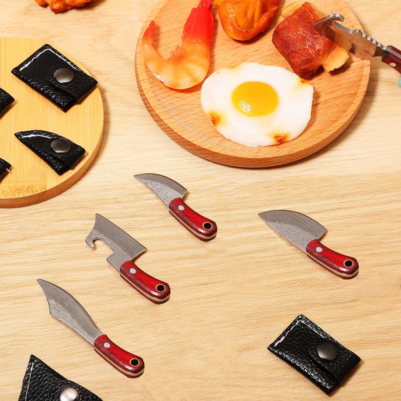 Minatee 13 Pieces Mini Knifes Damascus Pocket Set Tiny Chef