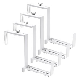 VIVIKEN Adjustable Planter Box Bracket, Flower Box Holder Brackets for Deck Railing, Window Box Hanging Brackets for Patio Garden Fence Pergola Balcony Supporting Heavy Planters-4 Pack