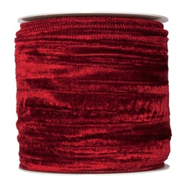 Floristrywarehouse Wine Red Christmas Crushed Velvet Fabric Ribbon 4 inches Wide on 9 Yards roll. Wired