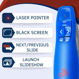 Red Star Tec Wireless Powerpoint and Keynote Presentation Remote Clicker PR-819 (Blue, 1 Pack)