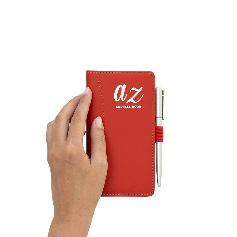 Address Book A-Z Red Index Hard Back Slim Address &