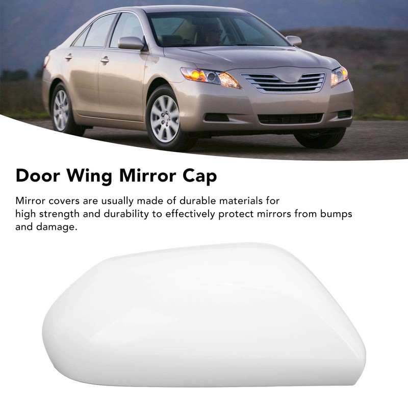 White Side Mirror Cover Unpainted Rearview Outer Door Wing Mirror
