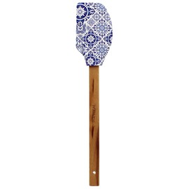 Portug'art Souvenirs Portuguese Blue & White Azulejo Silicone Baking Spatula with Wooden Handle - 12"" Heat Resistant Non-Stick Kitchen Tool for Baking and Cooking