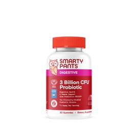 SmartyPants Adult Probiotic Gummies for Digestive Health: 3 Billion CFU, Gut Health and Immune Support Supplement, Clinically Studied Probiotic, Gluten Free, Strawberry, 30 Count (30 Day Supply)