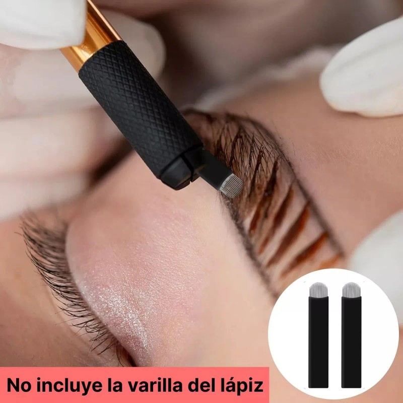 100 Navajas Microblading Nano Pin Y Lengua De Gato Agujas