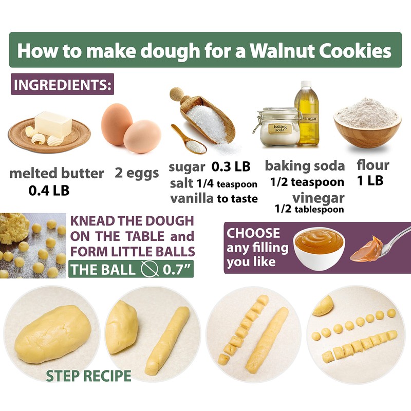 Walnut Cookie Mold Maker 16 Non-Stick Granite - Oreshki Mold