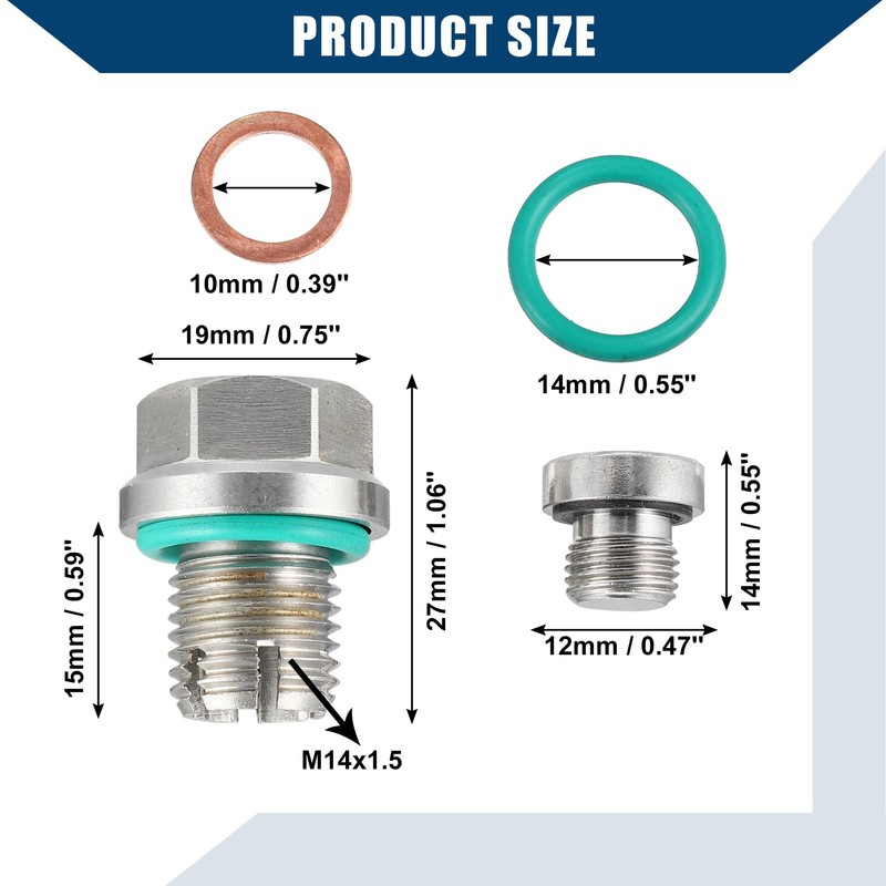Hihaha M14.1-1.5 x 15mm Car Oversize Piggyback Oil Drain Plug
