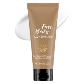 Tallow Sunscreen SPF50+ Face & Body Sun Cream | Broad Spectrum UVA/UVB Protection | Face Sun Cream SPF 50 | Natural Tallow & Shea Butter | Non-Greasy + Lightweight | 60g Travel-Friendly