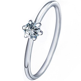 Jude Jewelers Stainless Steel Heart Round Shaped 0.5 Carat Solitaire Wedding Engagement Proposal Ring (Silver-Round, 6)