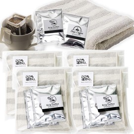 Moving Greetings Thank You Gift Set, Face Towel, Drip Coffee, Organic Cotton, Petite Gift, Packaged (4 Bags, Gray)