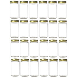 Nakpunar 24 pcs 8 oz Glass Canning Jars with Black Lid - Half Pint, Paragon Style with Plastisol Lined 58/400 Continious Thread Lids