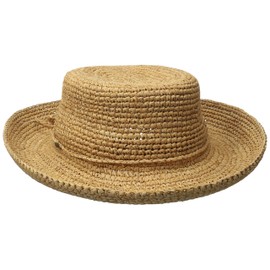 Scala Women's Crocheted Raffia Hat with Drawstring, Tea, One Size