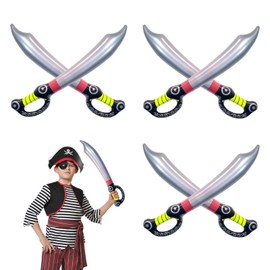 SAIIURV 6 Pack Foam Swords for Kids Adults, 70cm Fake Cutlass Blow up Pirate Sword Inflatable Toy Stage Photo Props Pirate Costume Accessories for Fancy Dress Party Cosplay (Multicolor)