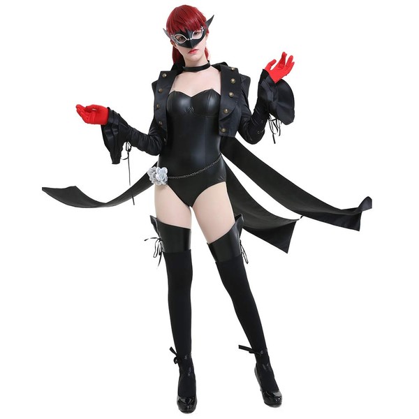 miccostumes Women's Costume Girl Cosplay Black Bodysuit Leotard With Eyepatch