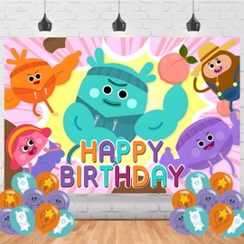 The Bumble Nums Happy Birthday Backdrop Cartoon Banner Poster for Super Somg Theme Party Decorations Birthday Supplies Background Studio Shoot Photo Props Booth