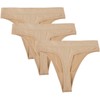 Balanced Tech Women's Seamless Thong Panties 3-Pack - Nude -