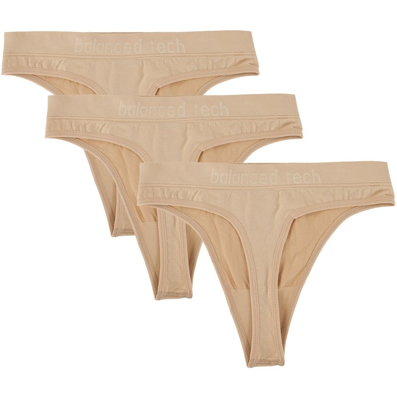 Balanced Tech Women's Seamless Thong Panties 3-Pack - Nude -