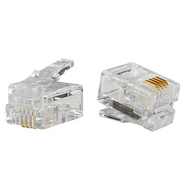 RJ11/12 Modular Plug Connector 6 Poles 4 Core (6P4C) Telephone Cord for Modular Cable (Telephone Line) 10 Pcs Taros [CRJ11-10P4]