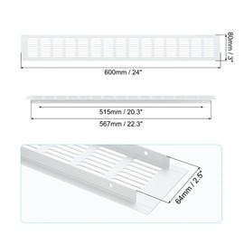 PATIKIL 24 x 3 Inch Door Air Vent Cover, 1 Pcs Heavy Duty Aluminum Grille Ventilation Cover Louvered with Mounting Screws for Cabinet Wardrobe Door, Silver