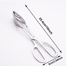 2 Pack Food Tongs, Stainless Steel Kitchen Tongs Salad Tongs 10 Inch Serving Tongs Bread Tongs for Cooking, Barbecue, Pastry, Sandwich, Ice, Buffet Party Catering(Silver)