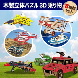Felimoa Wooden 3D Puzzle 3D Craft Kit Model Vehicle Boys Set of 8